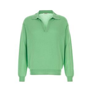 Auralee Men Green Wool And Silk Polo Shirt